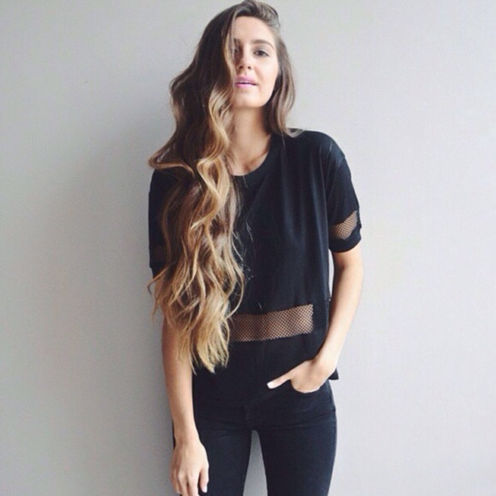 Brandy Melville Black Mesh Top